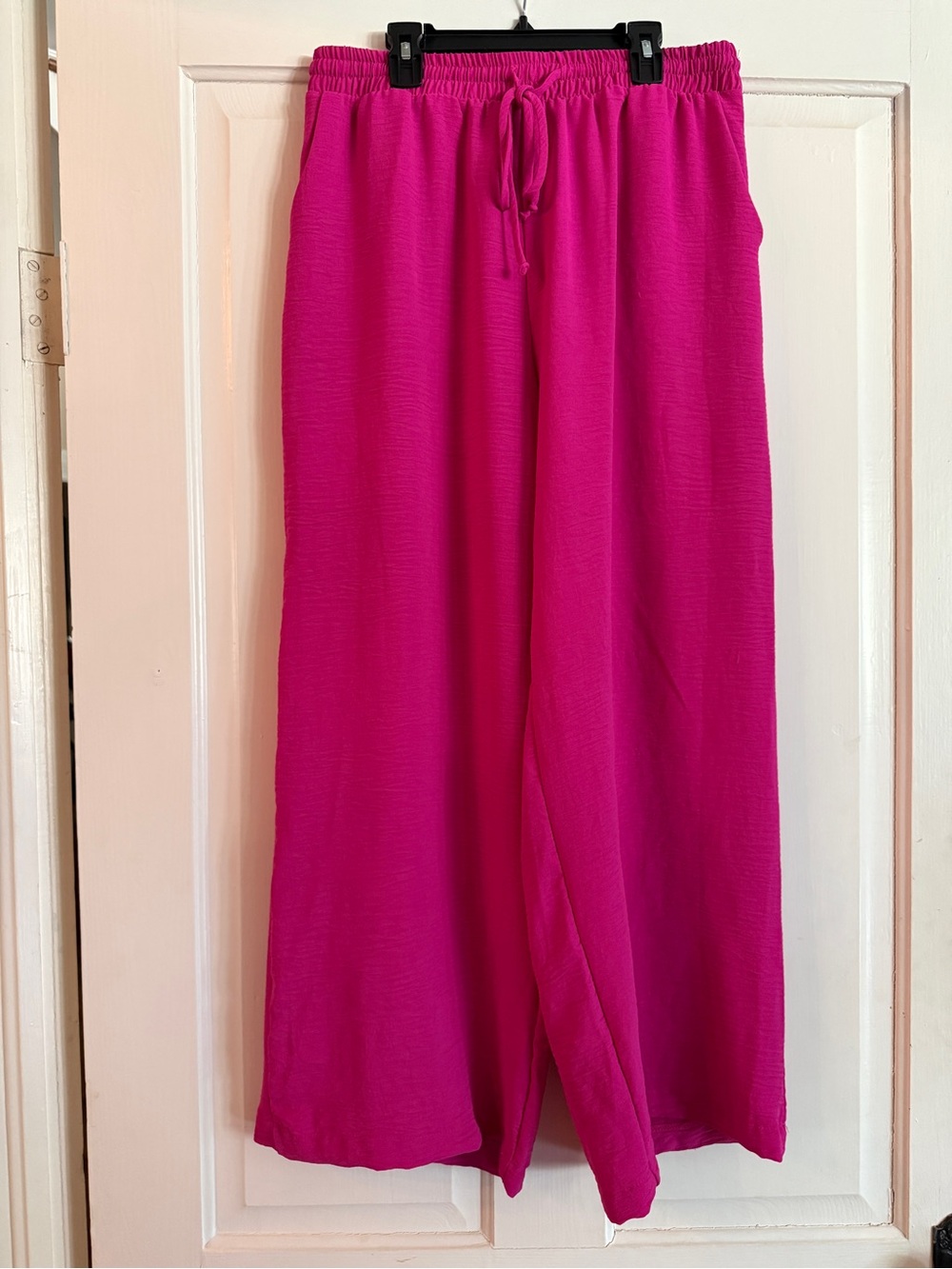 Bright Fuchsia Wide-Leg Drawstring Pants